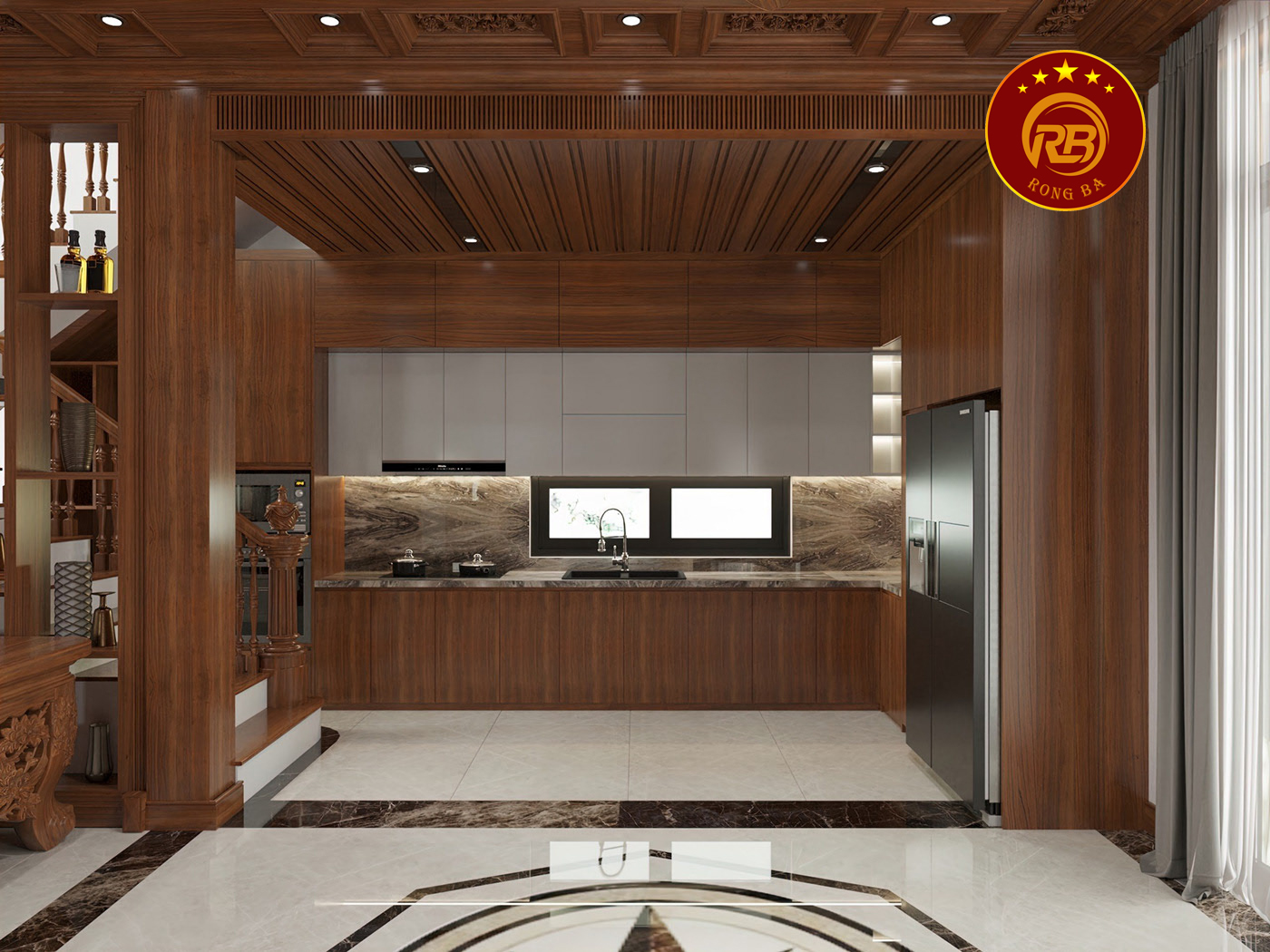 Thiết kế nội thất gỗ óc chó tại bắc ninh hiện đại 5
