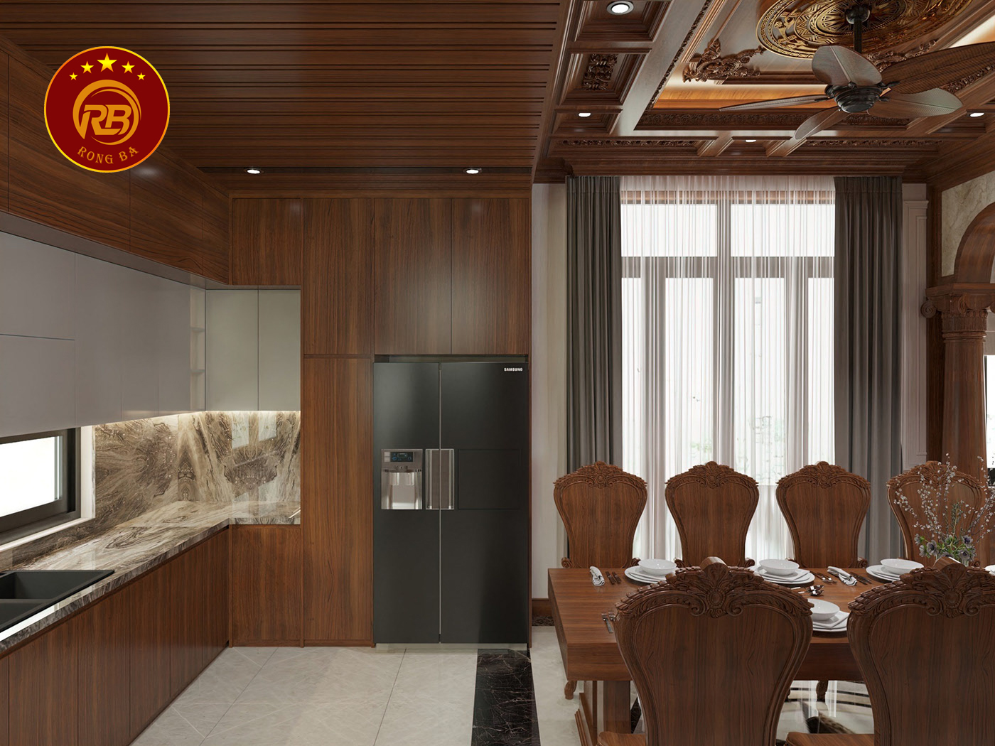 Thiết kế nội thất gỗ óc chó tại bắc ninh hiện đại 6