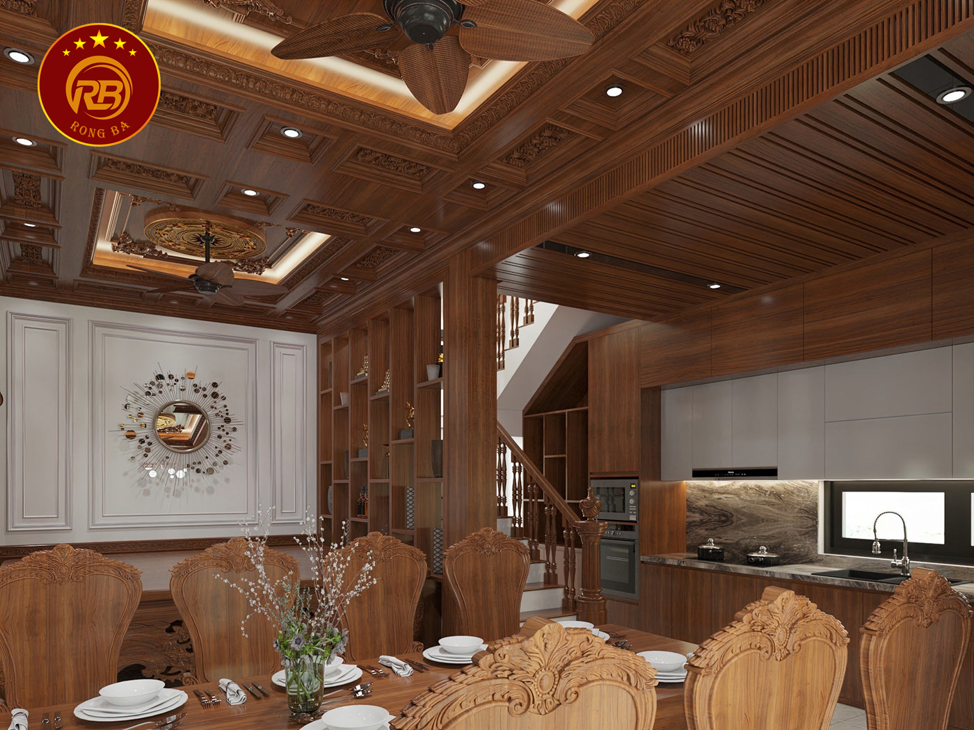 Thiết kế nội thất gỗ óc chó tại bắc ninh hiện đại 7