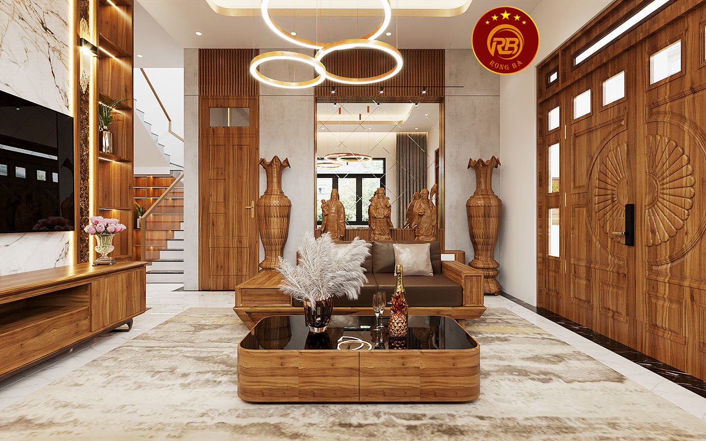 Thiết kế nội thất gỗ óc chó tại bình dương hiện đại 2
