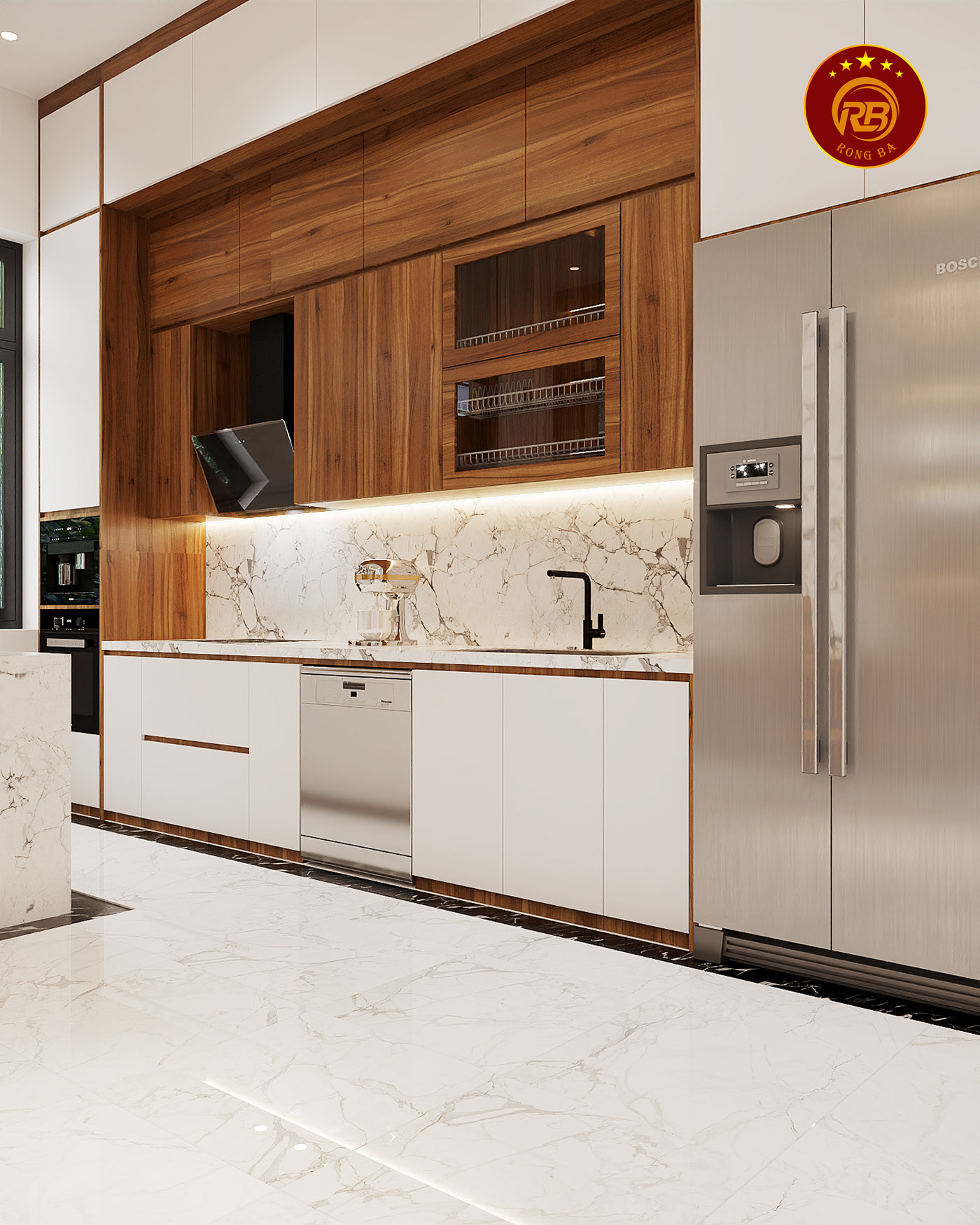 Thiết kế nội thất gỗ óc chó tại bình dương hiện đại 5