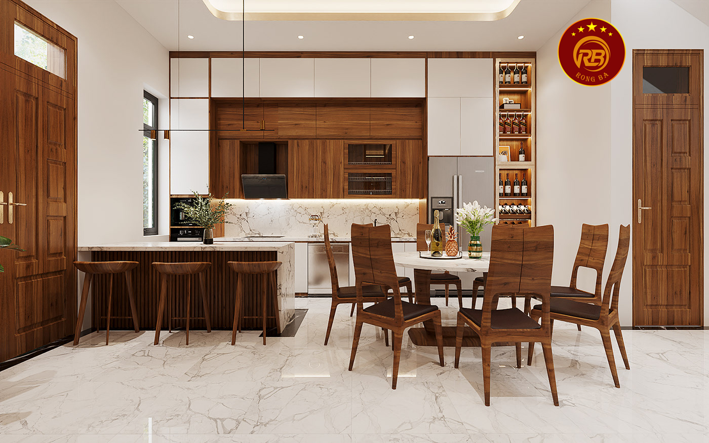 Thiết kế nội thất gỗ óc chó tại bình dương hiện đại 6