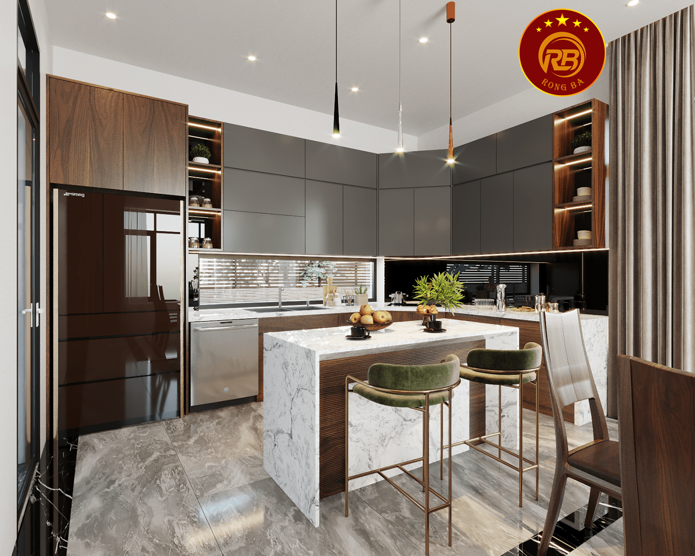 Thi công nội thất gỗ óc chó tại cà mau hiện đại 10