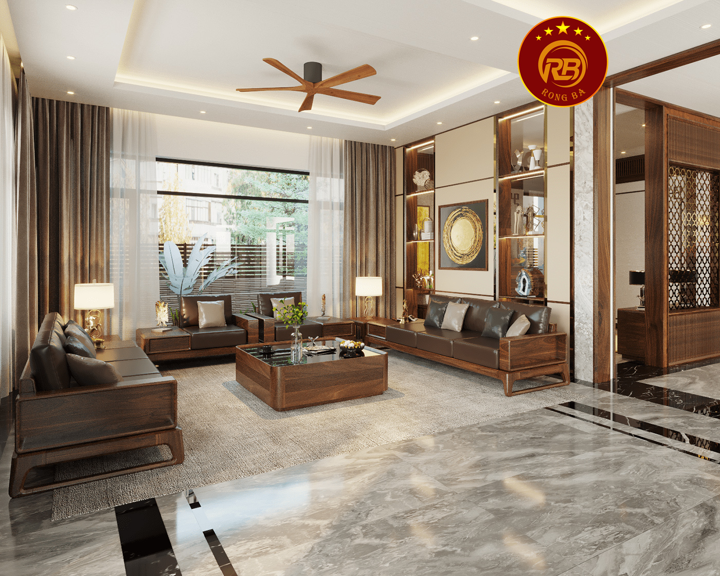 Thi công nội thất gỗ óc chó tại cà mau hiện đại 2