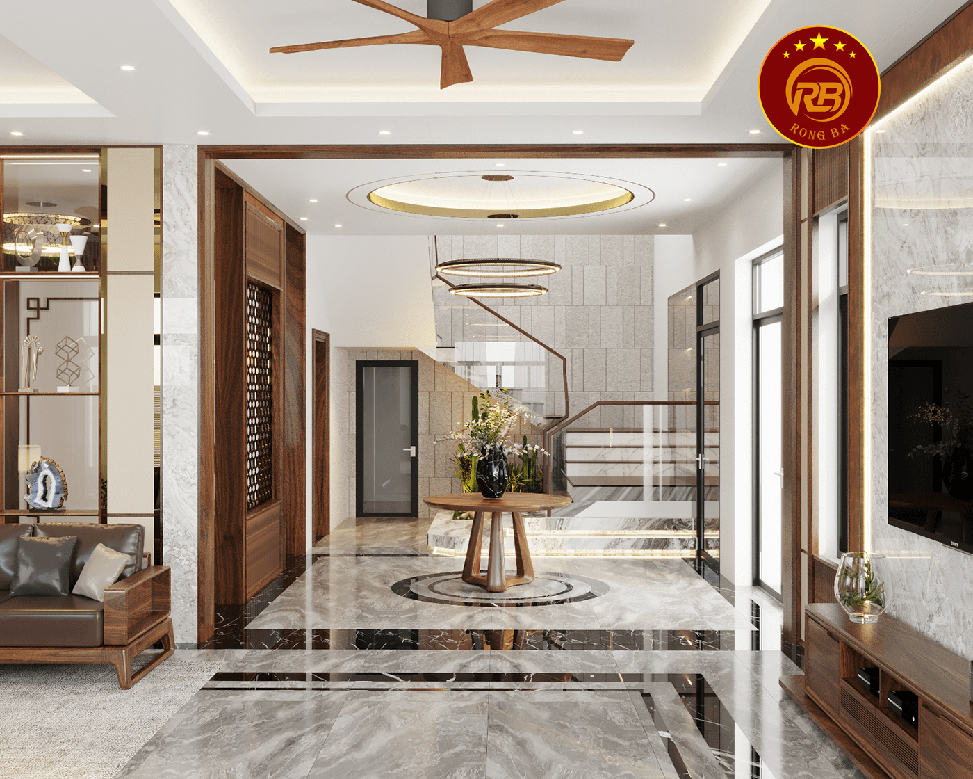 Thi công nội thất gỗ óc chó tại cà mau hiện đại 3