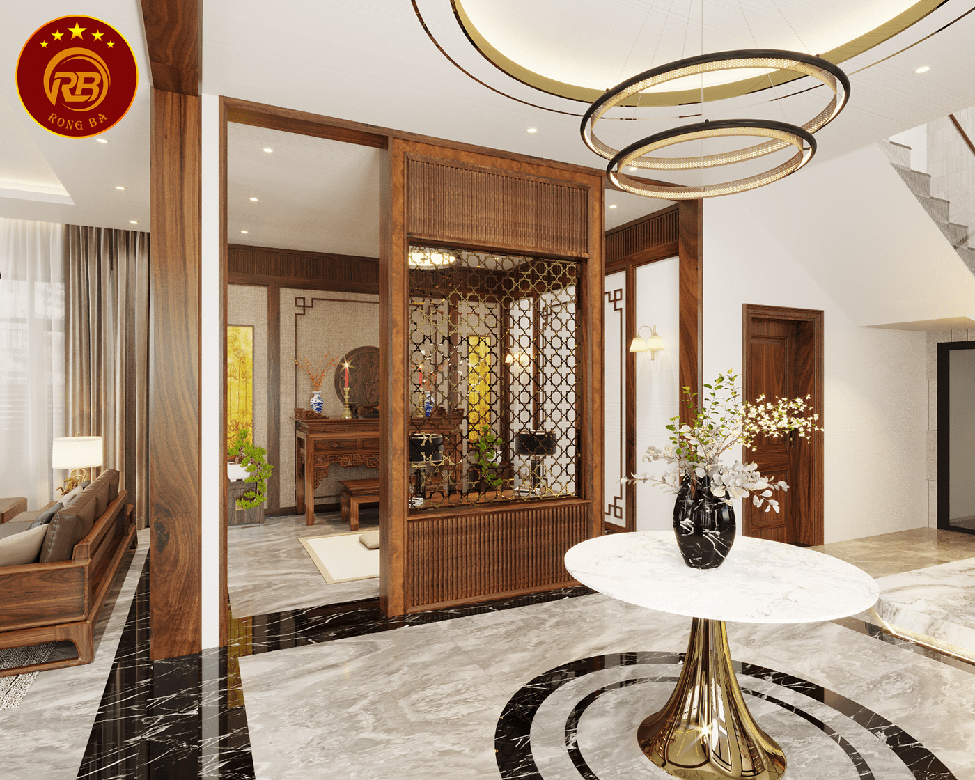 Thi công nội thất gỗ óc chó tại cà mau hiện đại 5