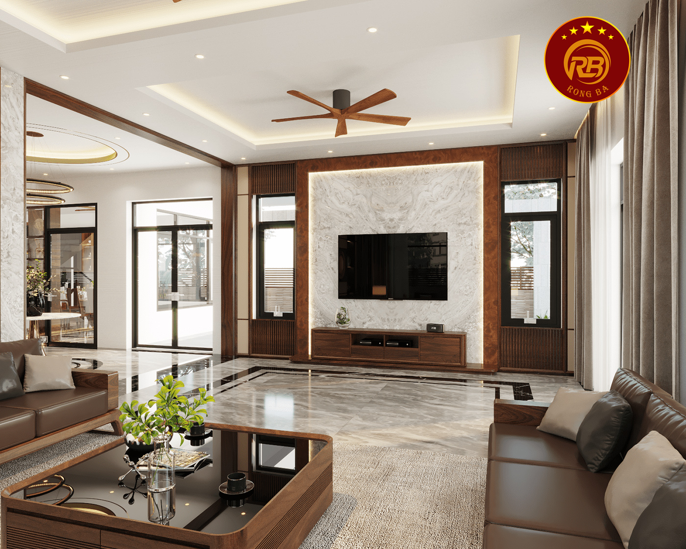 Thi công nội thất gỗ óc chó tại cà mau hiện đại 6