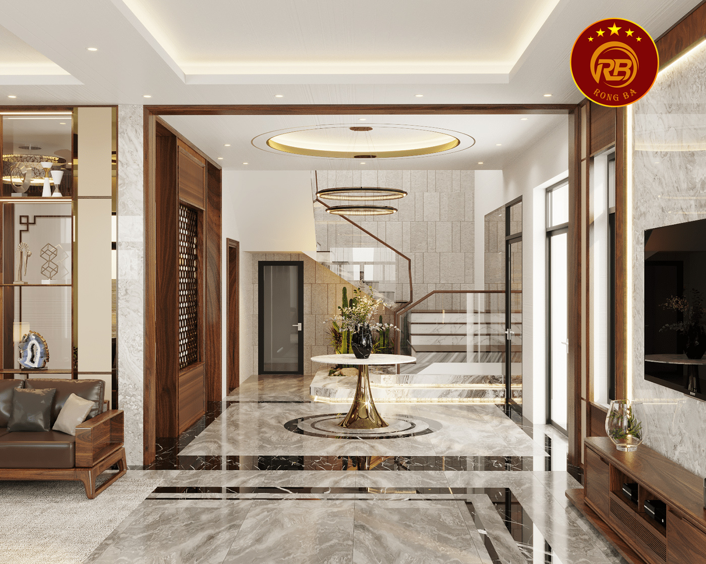 Thi công nội thất gỗ óc chó tại cà mau hiện đại 7