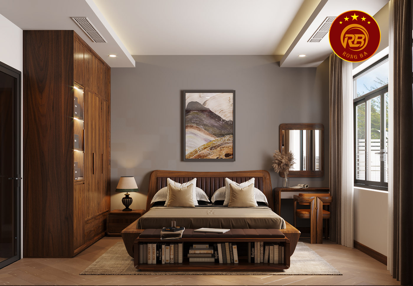 Thi công nội thất gỗ óc chó tại cao bằng hiện đại 1