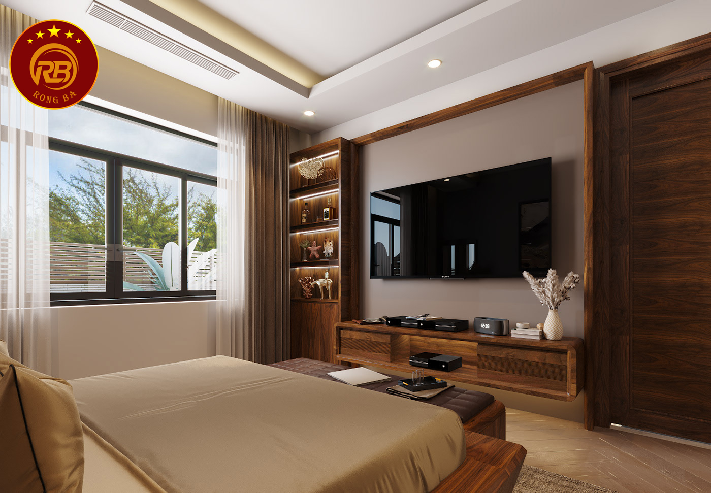 Thi công nội thất gỗ óc chó tại cao bằng hiện đại 5