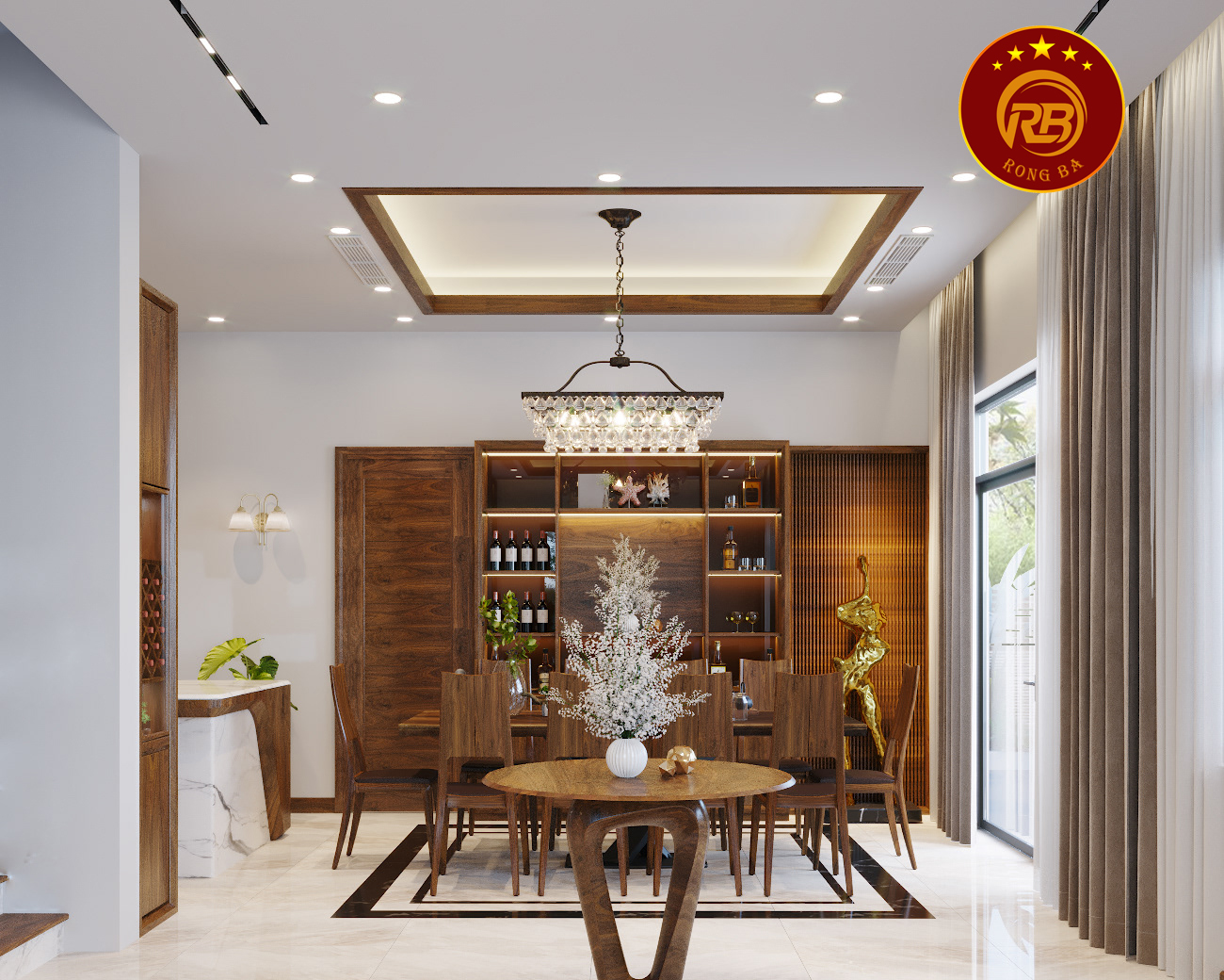 Thi công nội thất gỗ óc chó tại cao bằng hiện đại 6