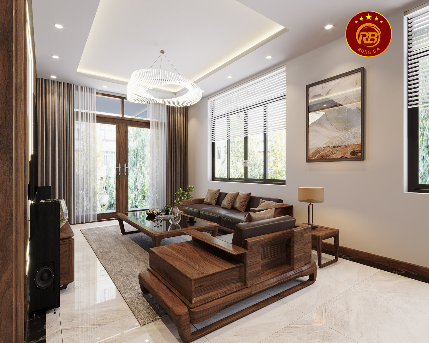 Thiết kế nội thất gỗ óc chó tại hà nam hiện đại 2