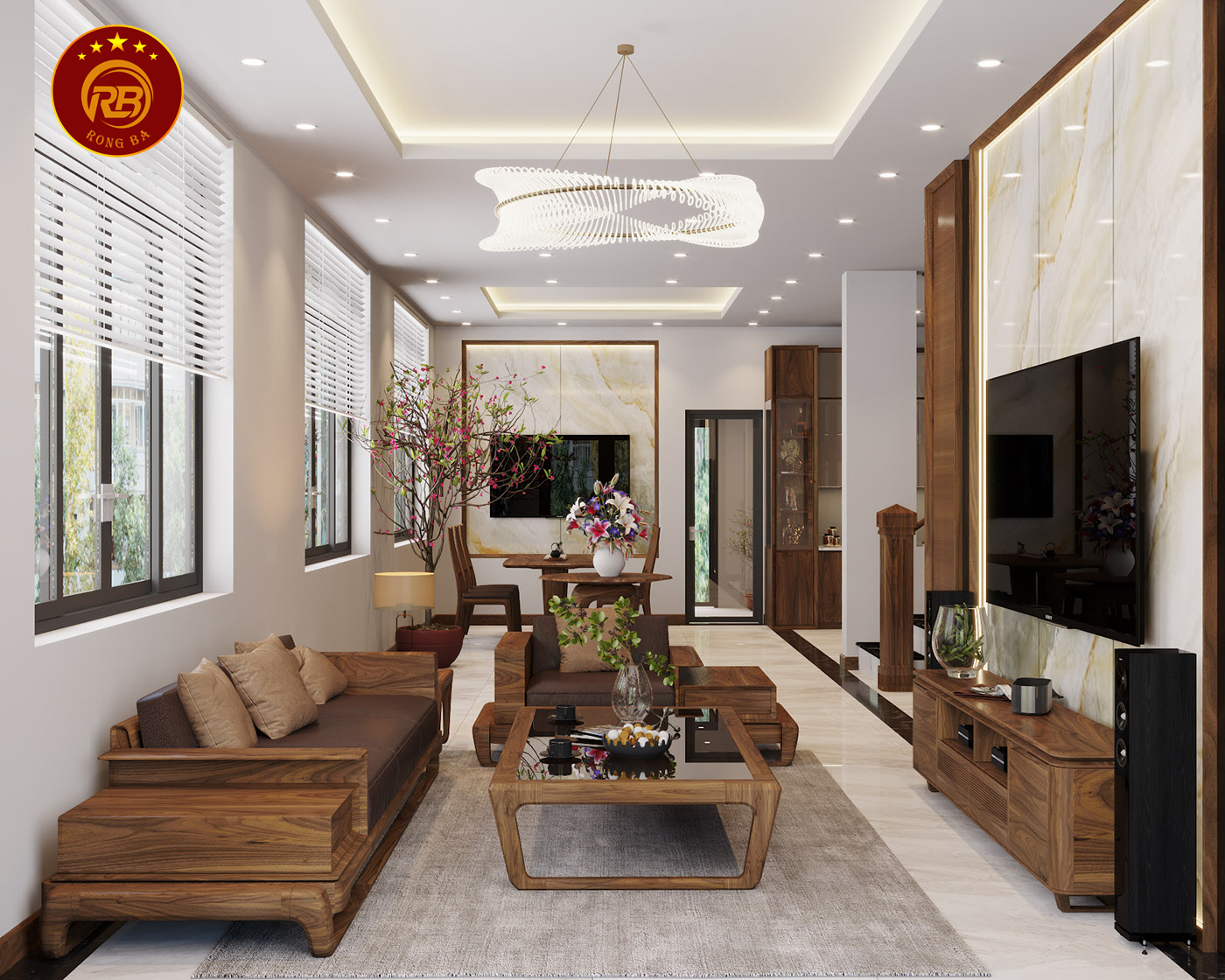 Thiết kế nội thất gỗ óc chó tại hà nam hiện đại