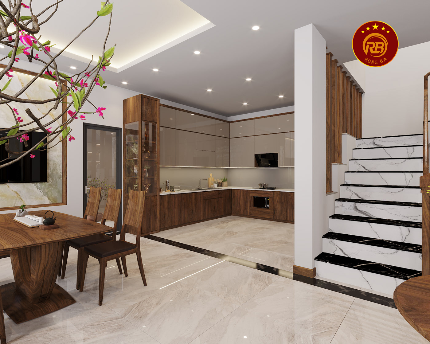 Thiết kế nội thất gỗ óc chó tại hà nam hiện đại 3
