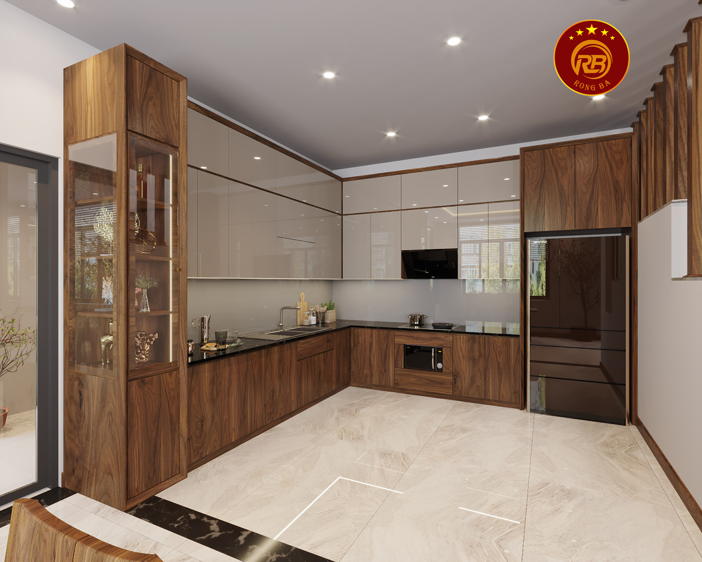 Thiết kế nội thất gỗ óc chó tại hà nam hiện đại 4