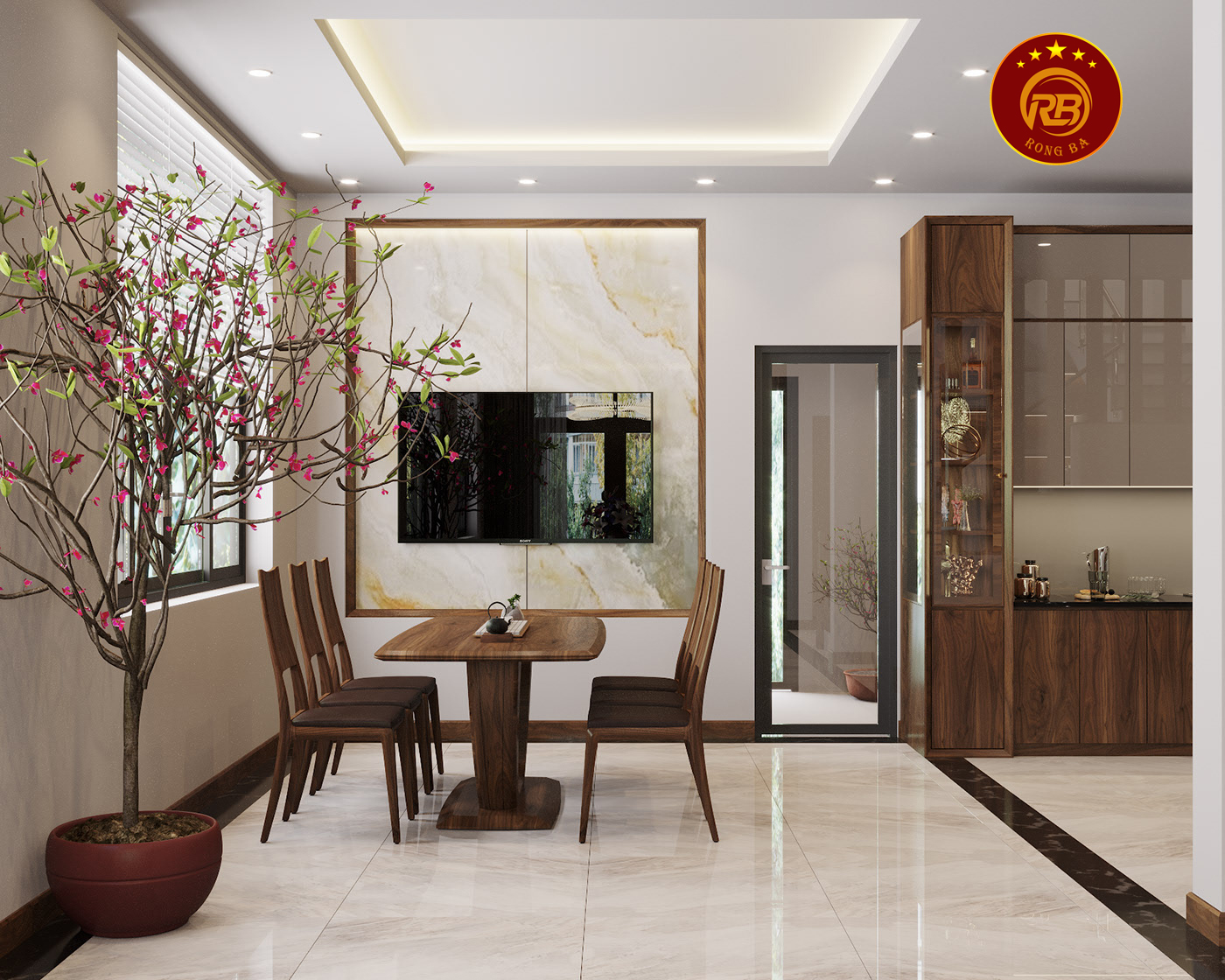 Thiết kế nội thất gỗ óc chó tại hà nam hiện đại 5