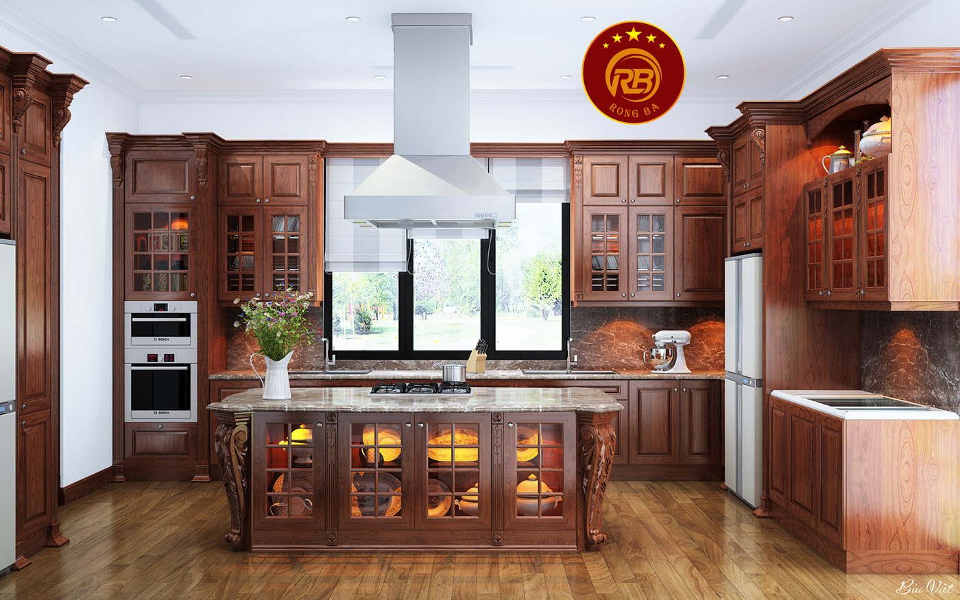 Thi công nội thất gỗ óc chó tại hòa bình cao cấp