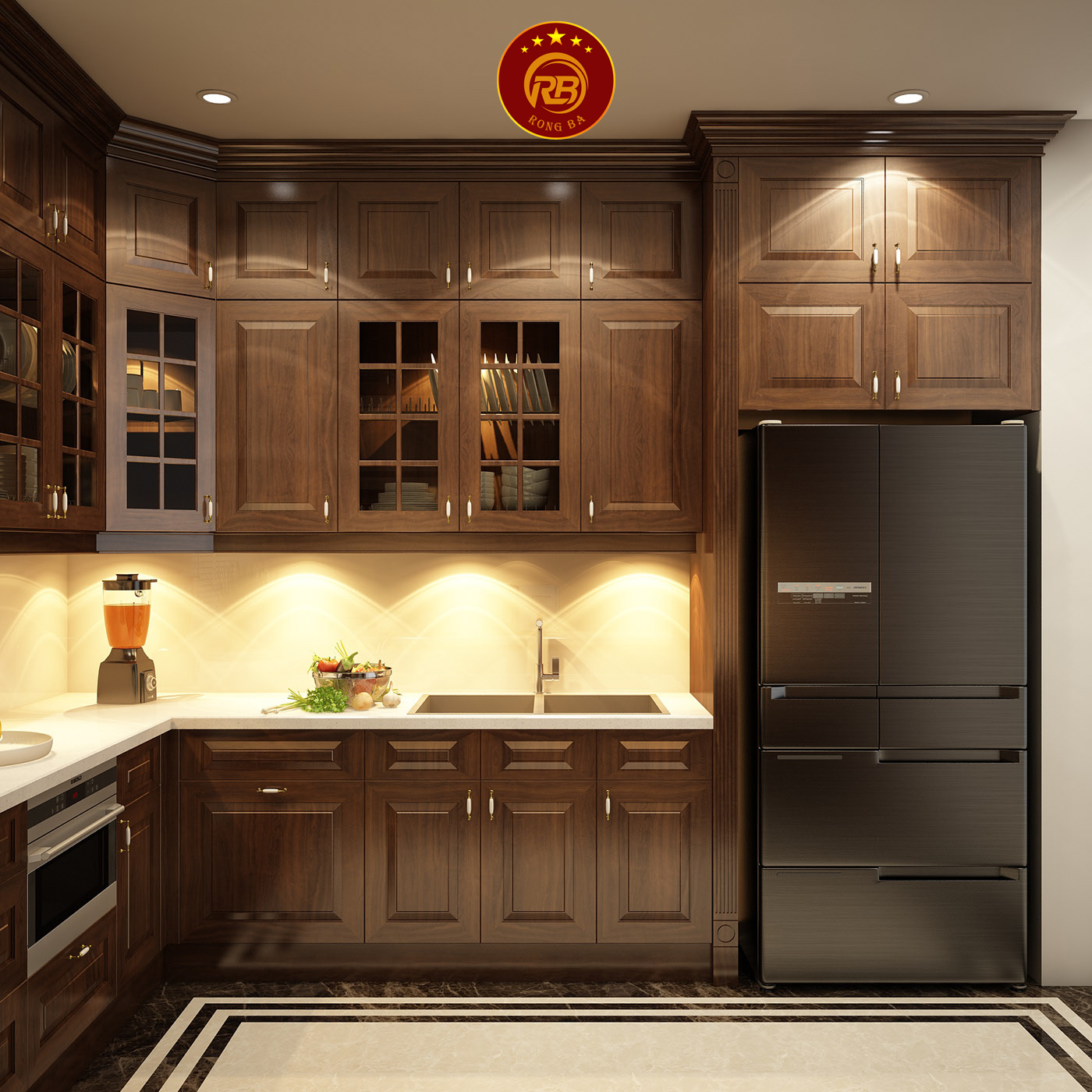 Thi công nội thất gỗ óc chó tại hòa bình cao cấp 2