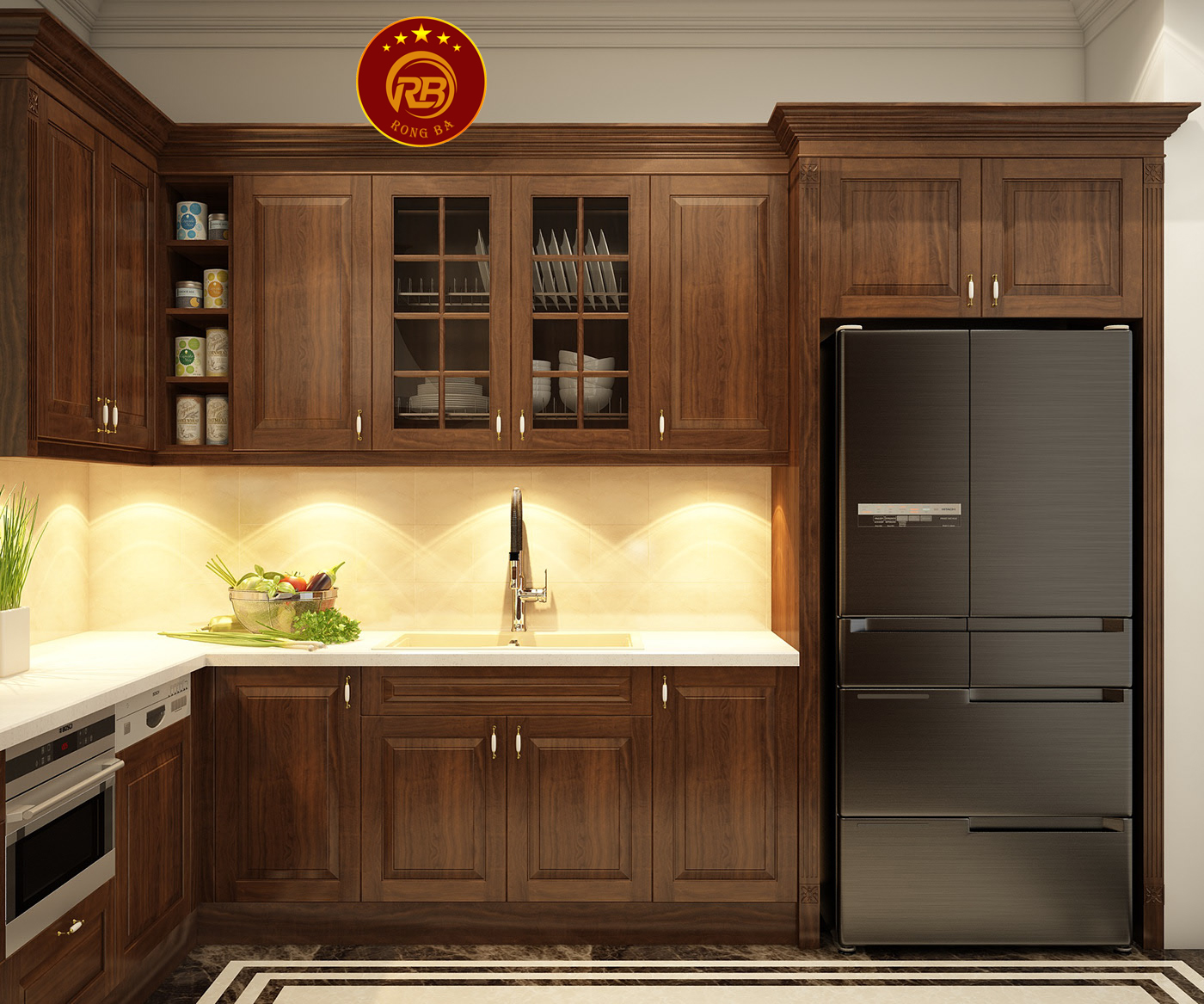 Thi công nội thất gỗ óc chó tại hòa bình cao cấp 3