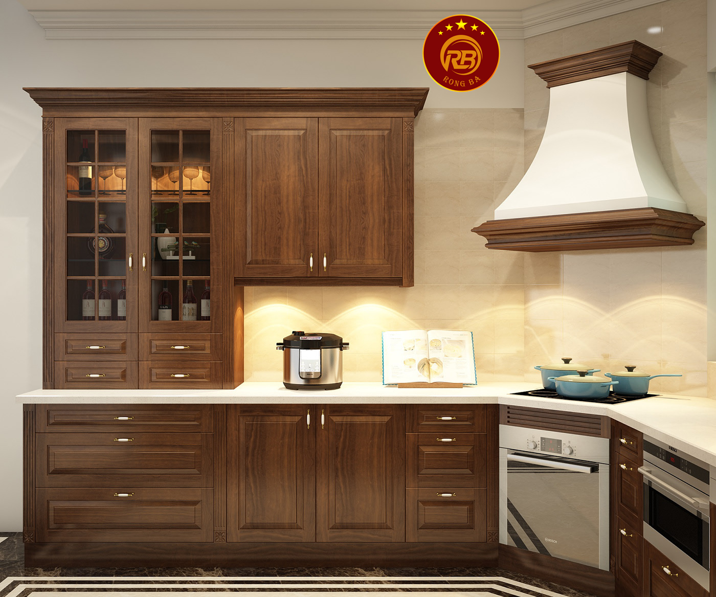 Thi công nội thất gỗ óc chó tại hòa bình cao cấp 6