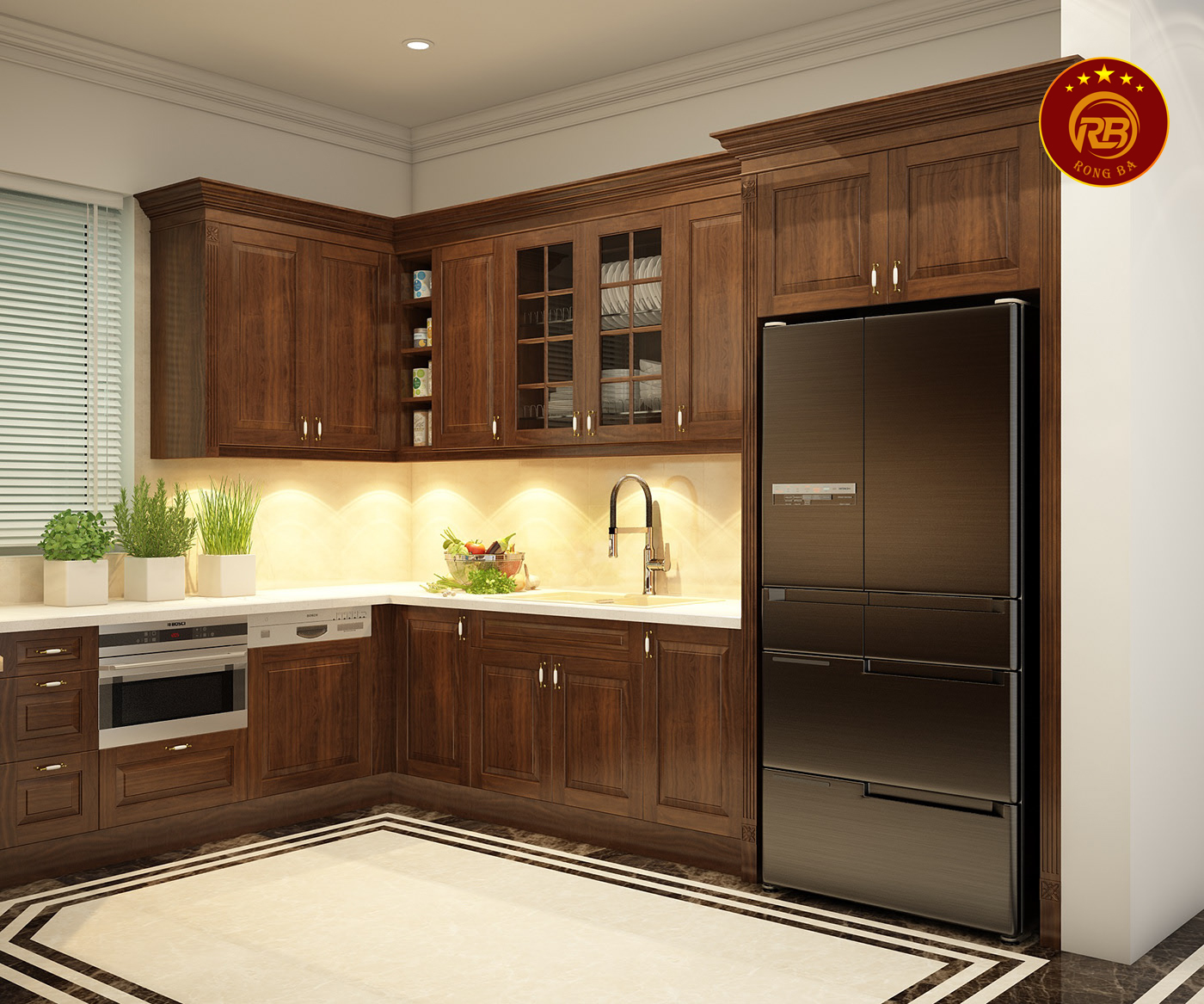 Thi công nội thất gỗ óc chó tại hòa bình cao cấp 9