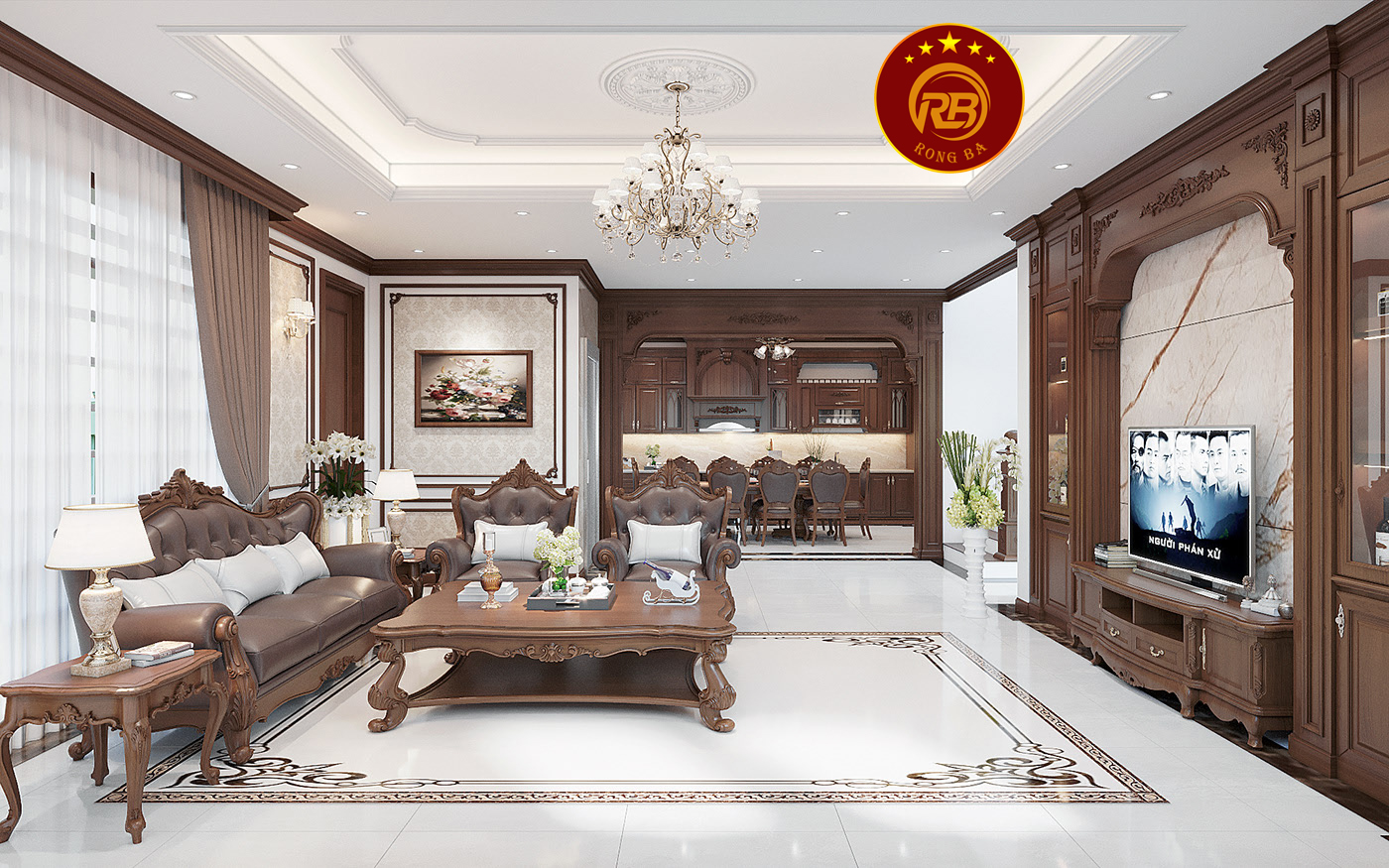 Thi công nội thất gỗ óc chó tại long an hiện đại