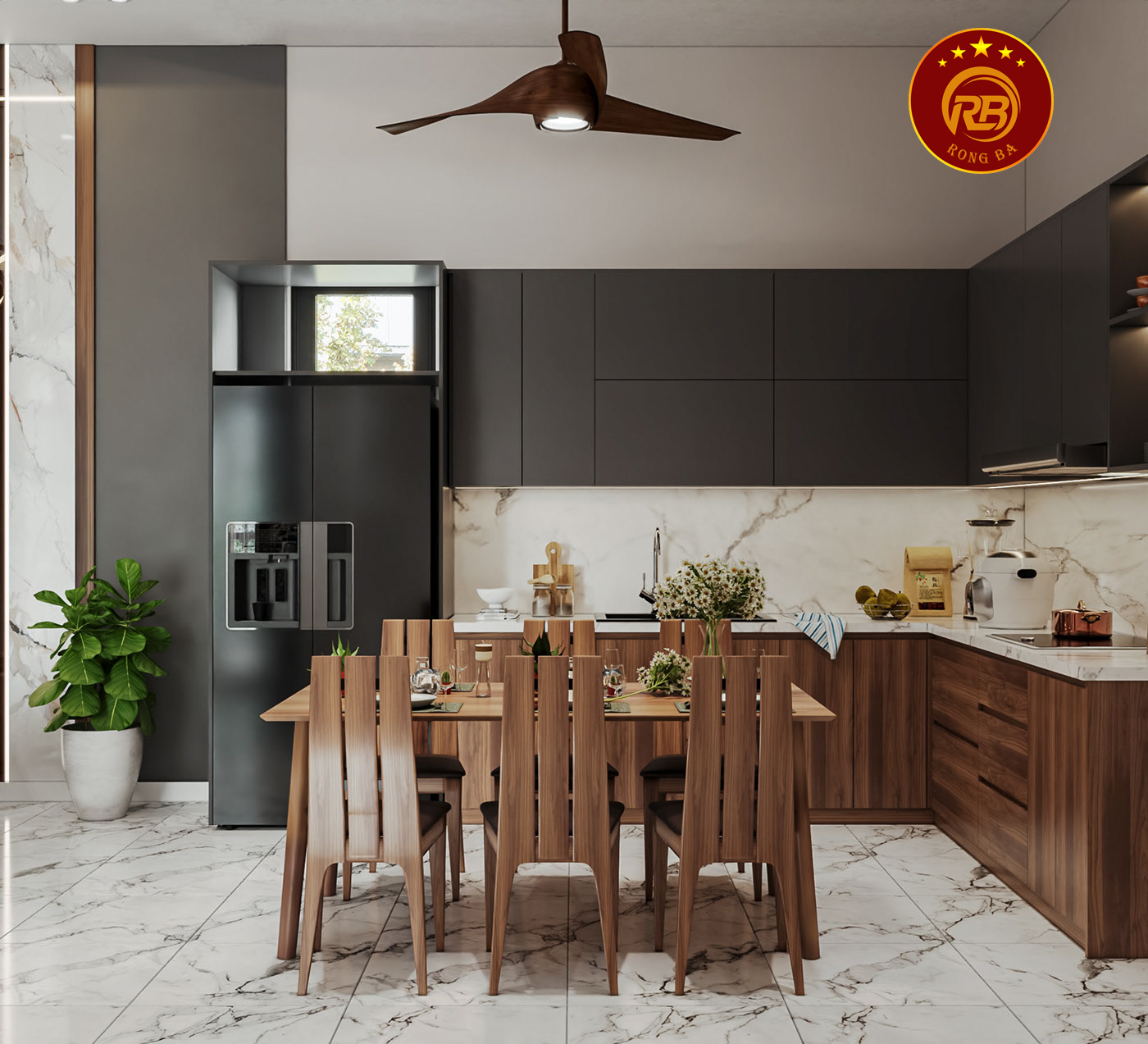 Tư vấn báo giá tủ bếp gỗ óc chó đẹp hiện đại 6
