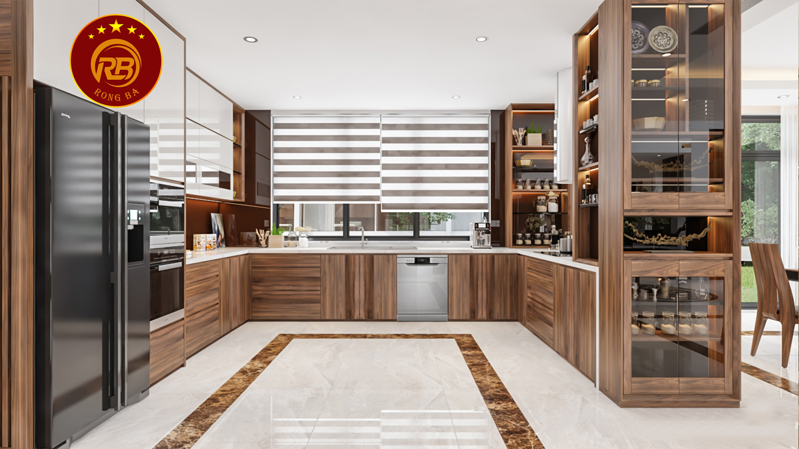 giá tủ bếp gỗ óc chó