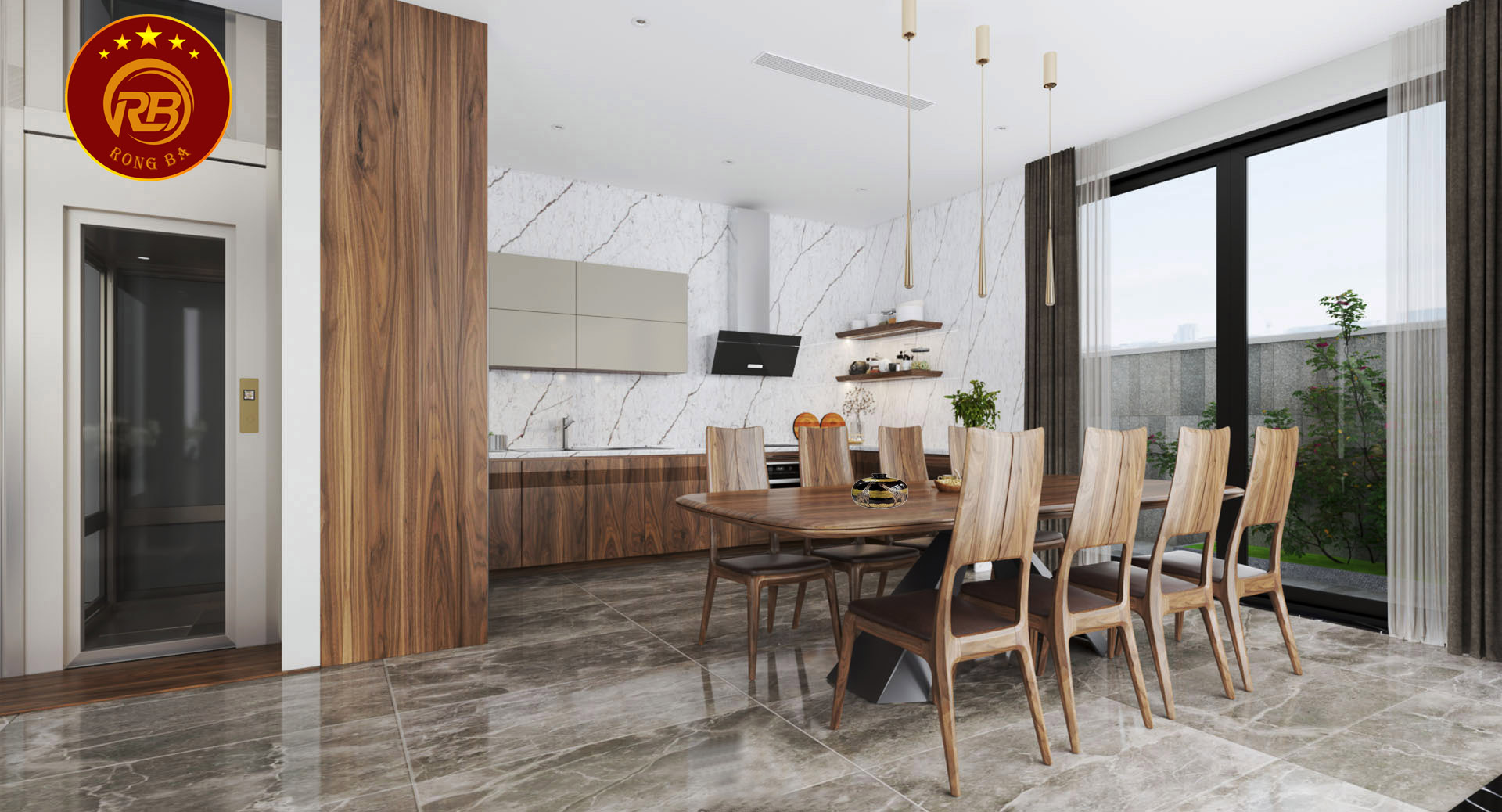 bàn ăn gỗ óc chó 8 ghế