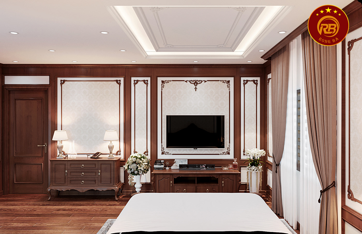 Thiết kế giường ngủ gỗ óc chó tại hà nội sản xuất giá xưởng 4