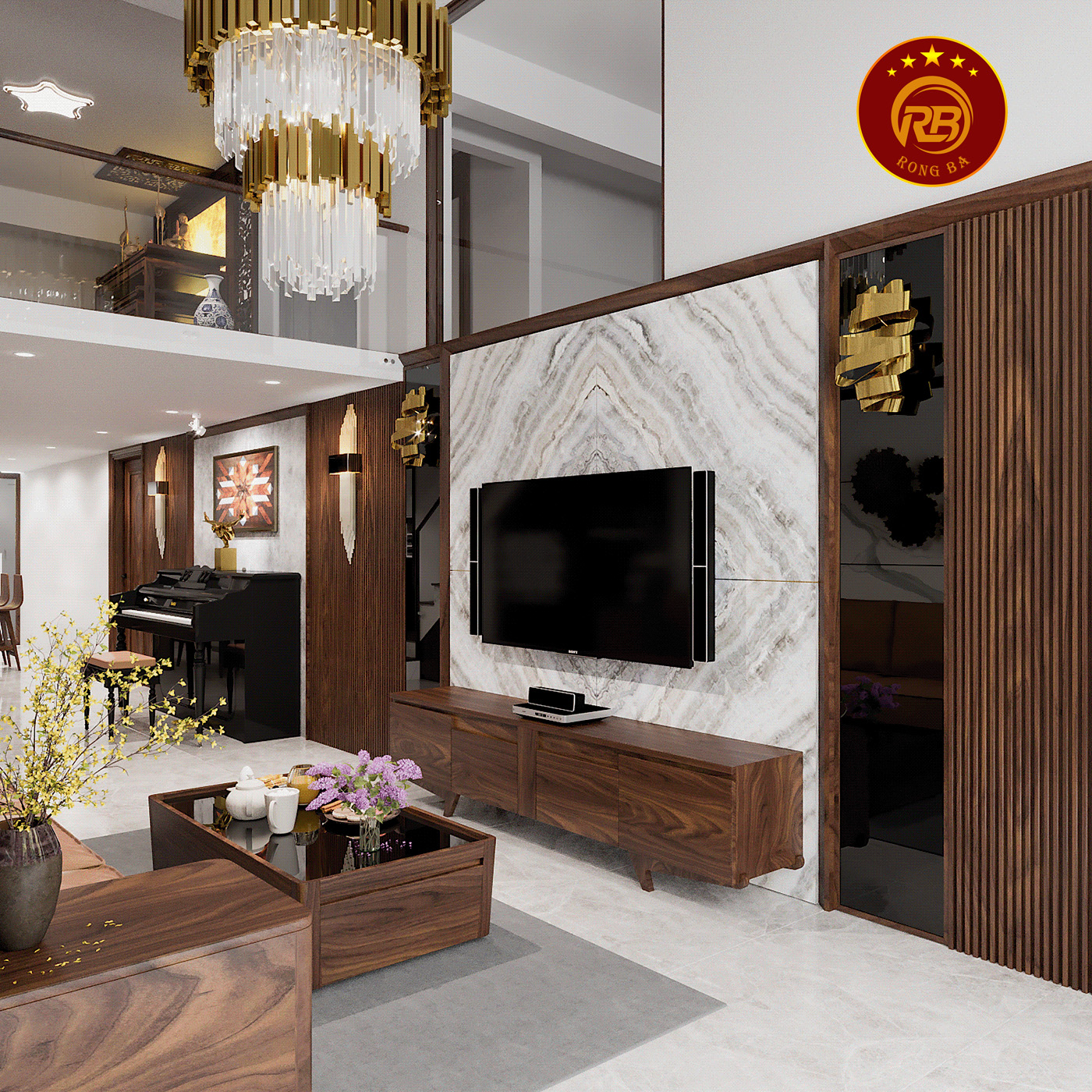 Sản xuất kệ tivi gỗ óc chó tại bình định đẹp bền bỉ 6