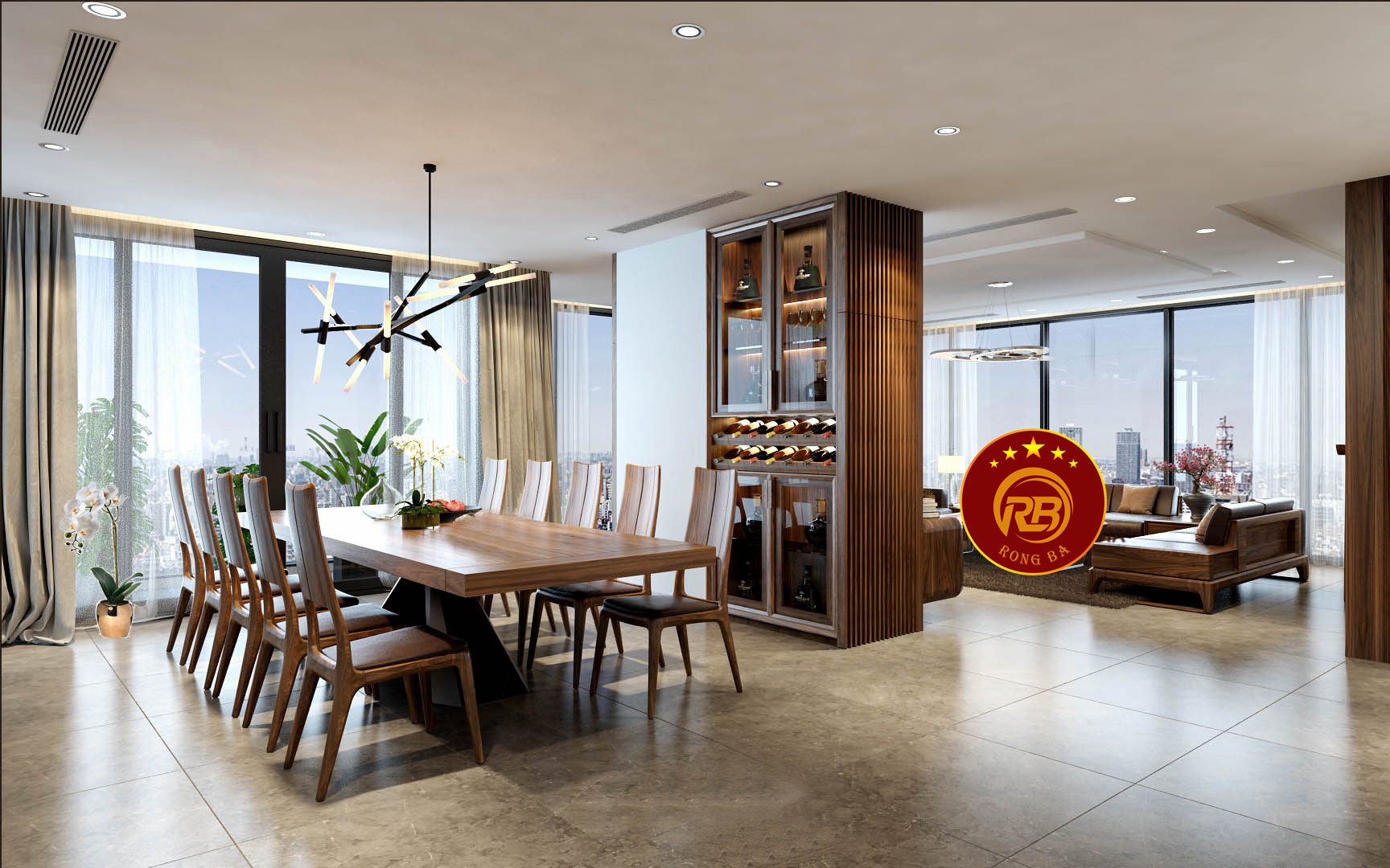 thiết kế nội thất bằng gỗ óc chó