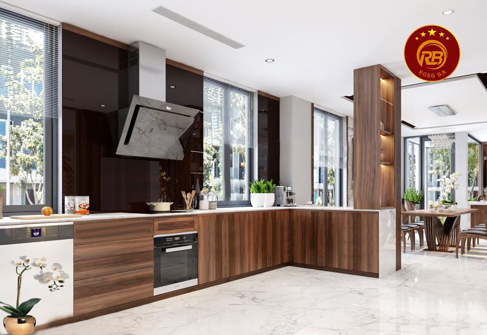 thiết kế nội thất gỗ óc chó tại bà rịa vũng tàu