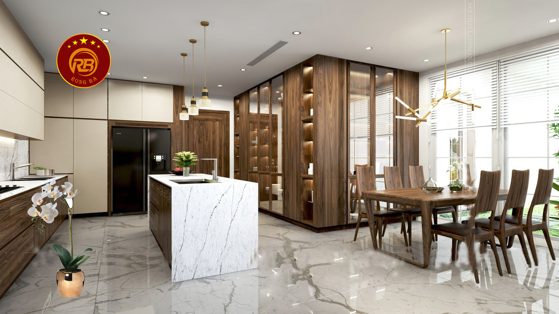 thiết kế nội thất gỗ óc chó tại bắc giang