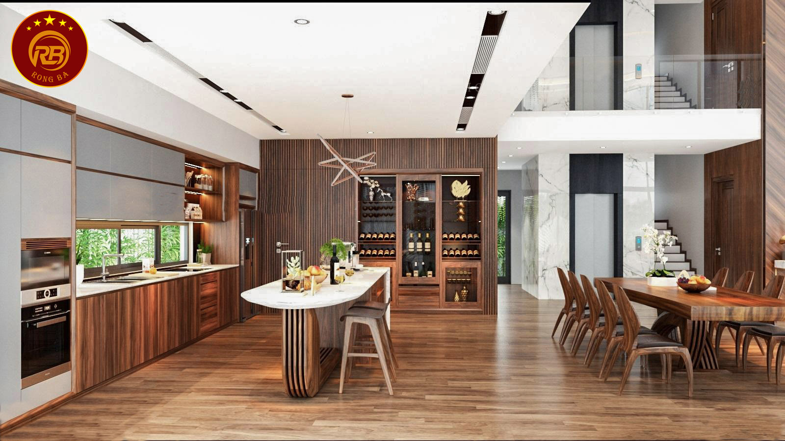 tủ bếp gỗ óc chó đẹp