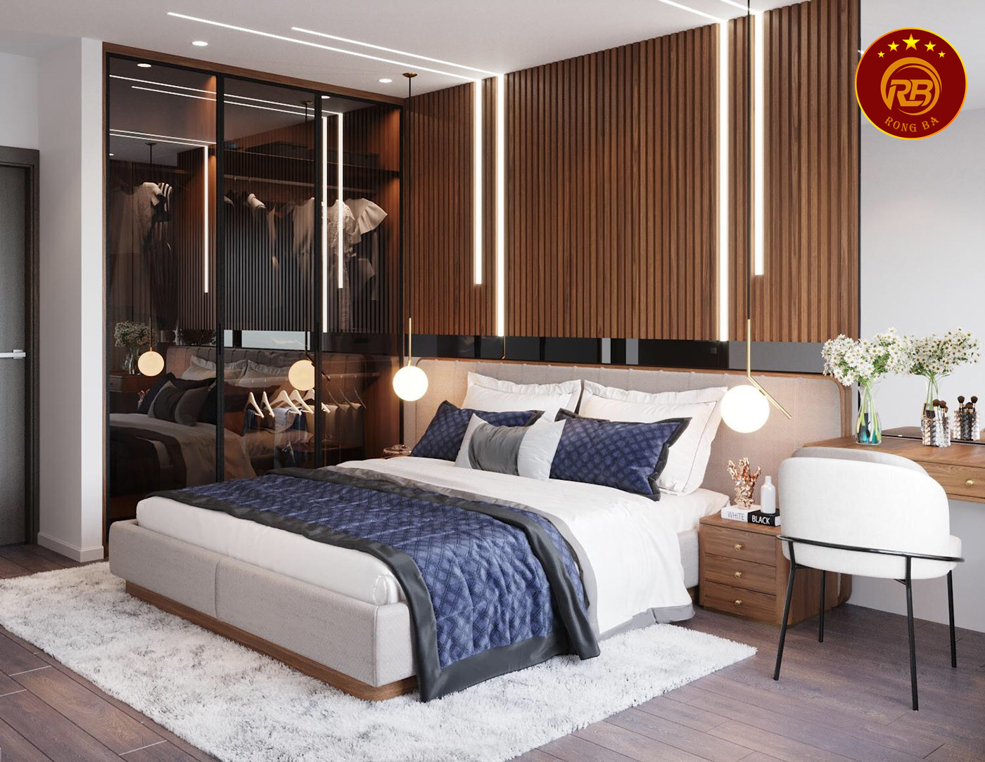 Thiết kế giường ngủ gỗ óc chó tại hà nam thi công giá xưởng 2