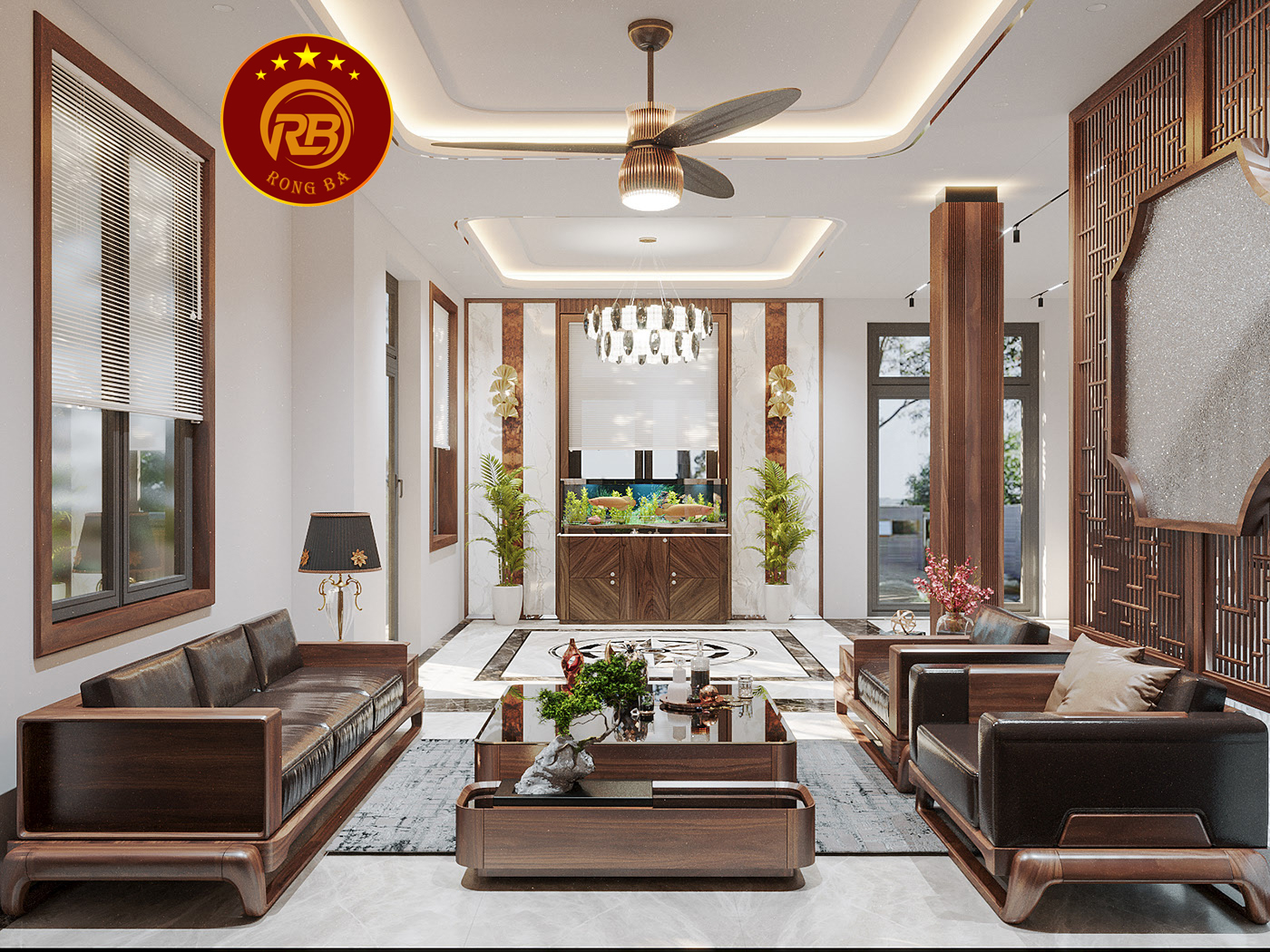thiết kế nội thất gỗ óc chó tại phú thọ