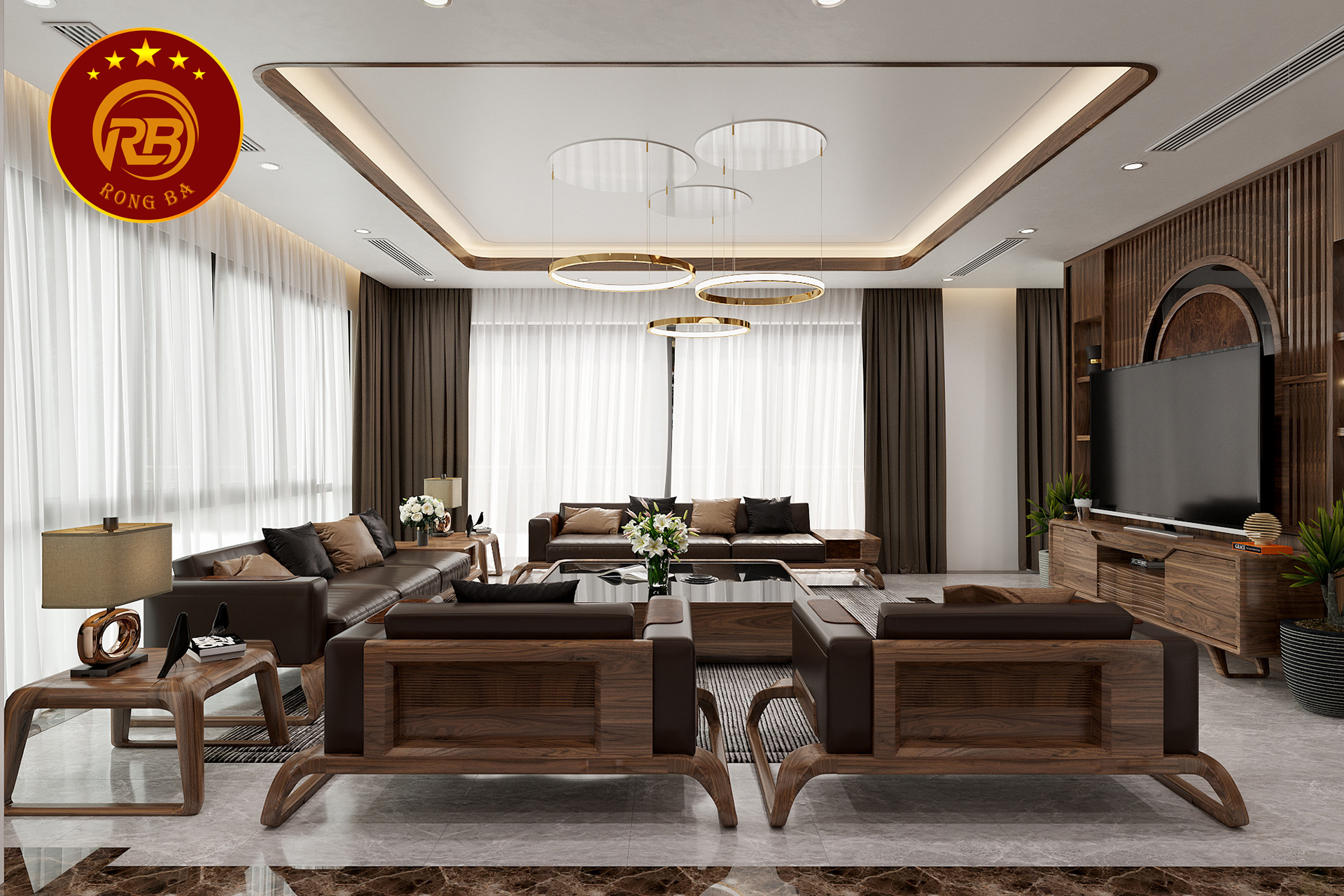 thiết kế nội thất gỗ óc chó tại phú yên