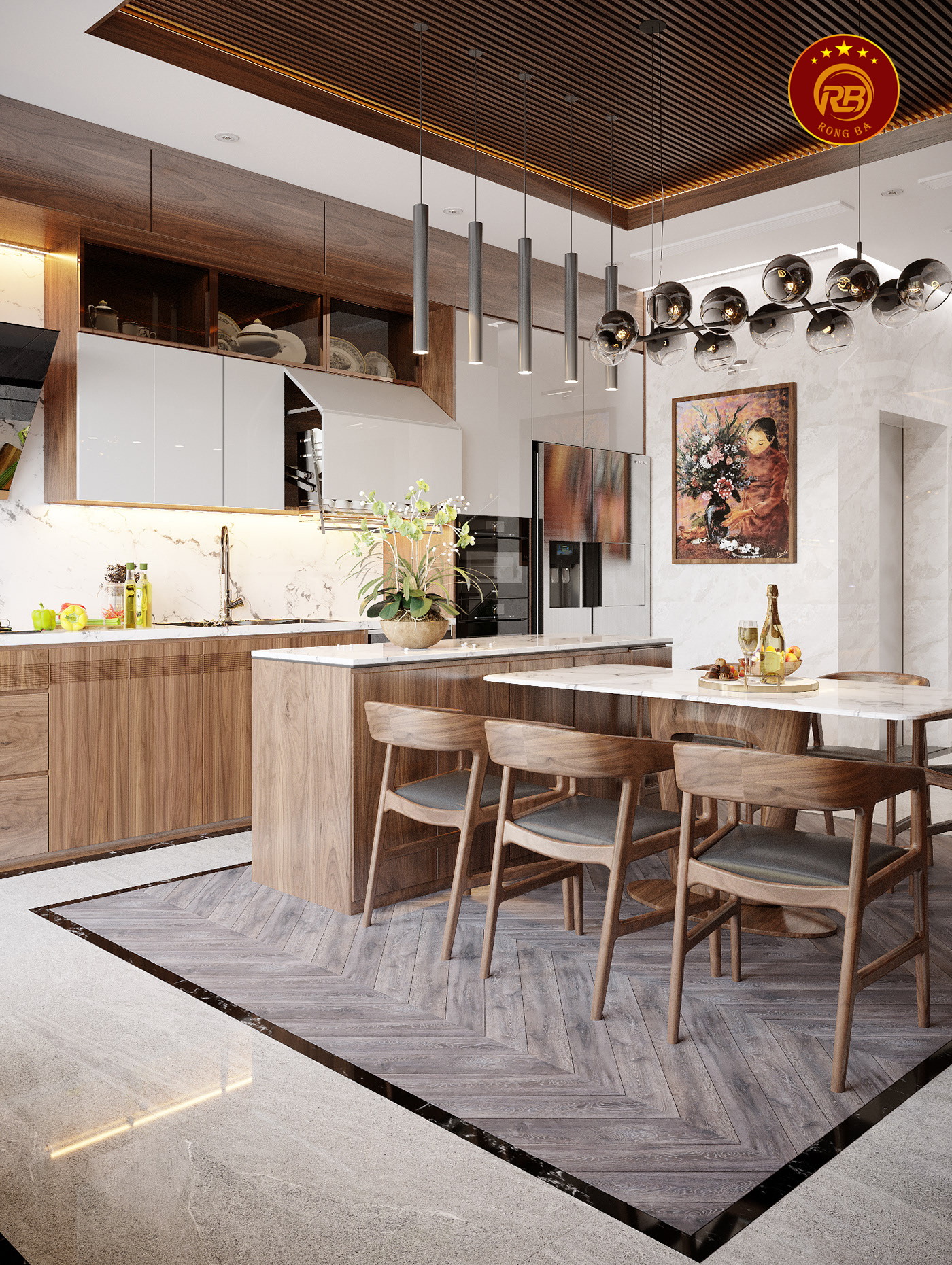 thiết kế nội thất gỗ óc chó tại quảng ngãi 6