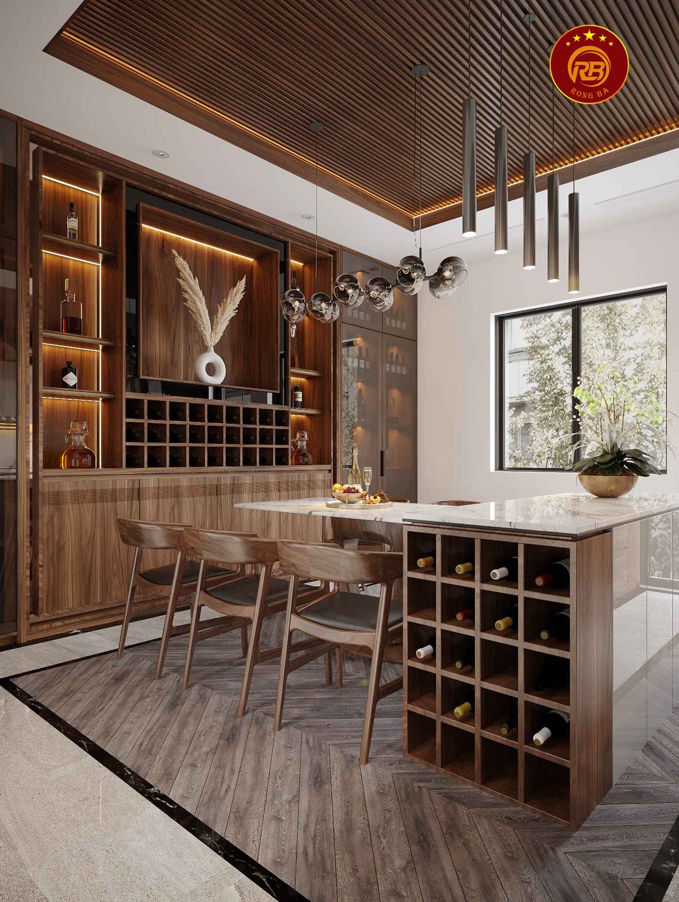 thiết kế nội thất gỗ óc chó tại quảng ngãi 9