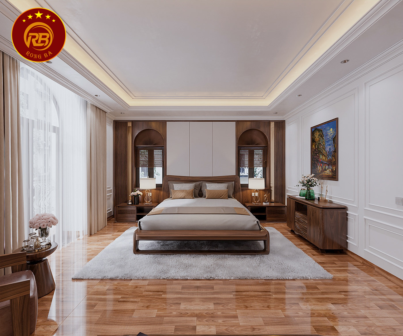 thiết kế nội thất gỗ óc chó tại quảng ninh 1