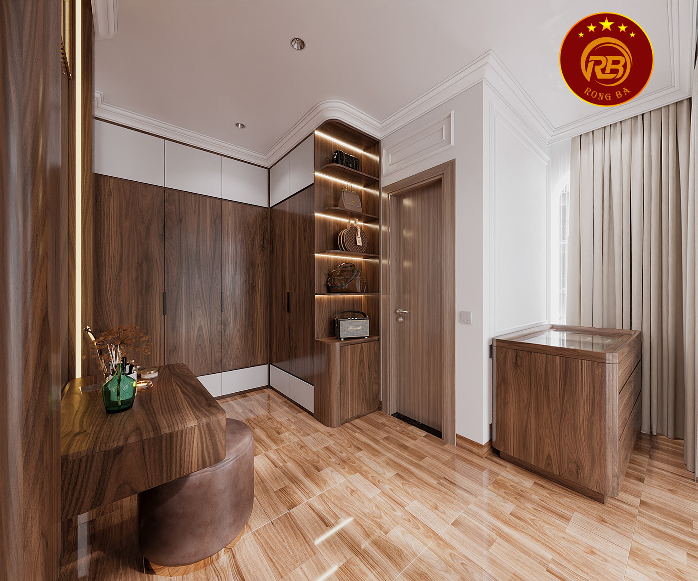 thiết kế nội thất gỗ óc chó tại quảng ninh 10