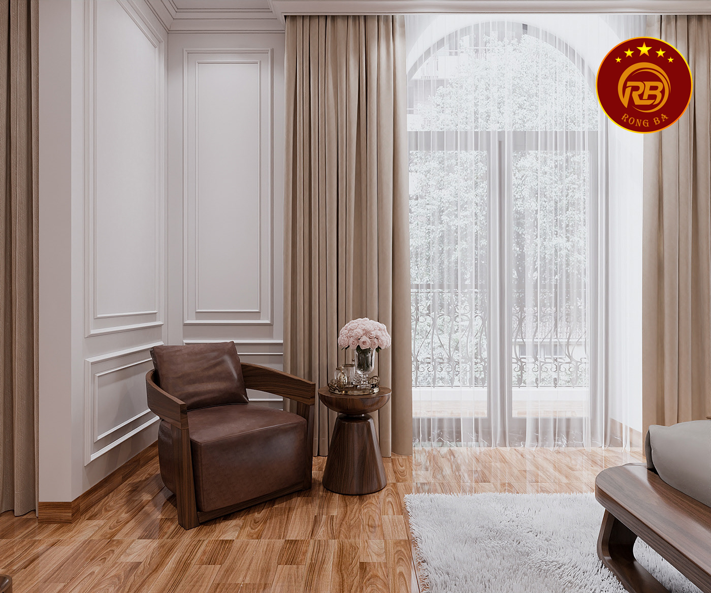 thiết kế nội thất gỗ óc chó tại quảng ninh 12