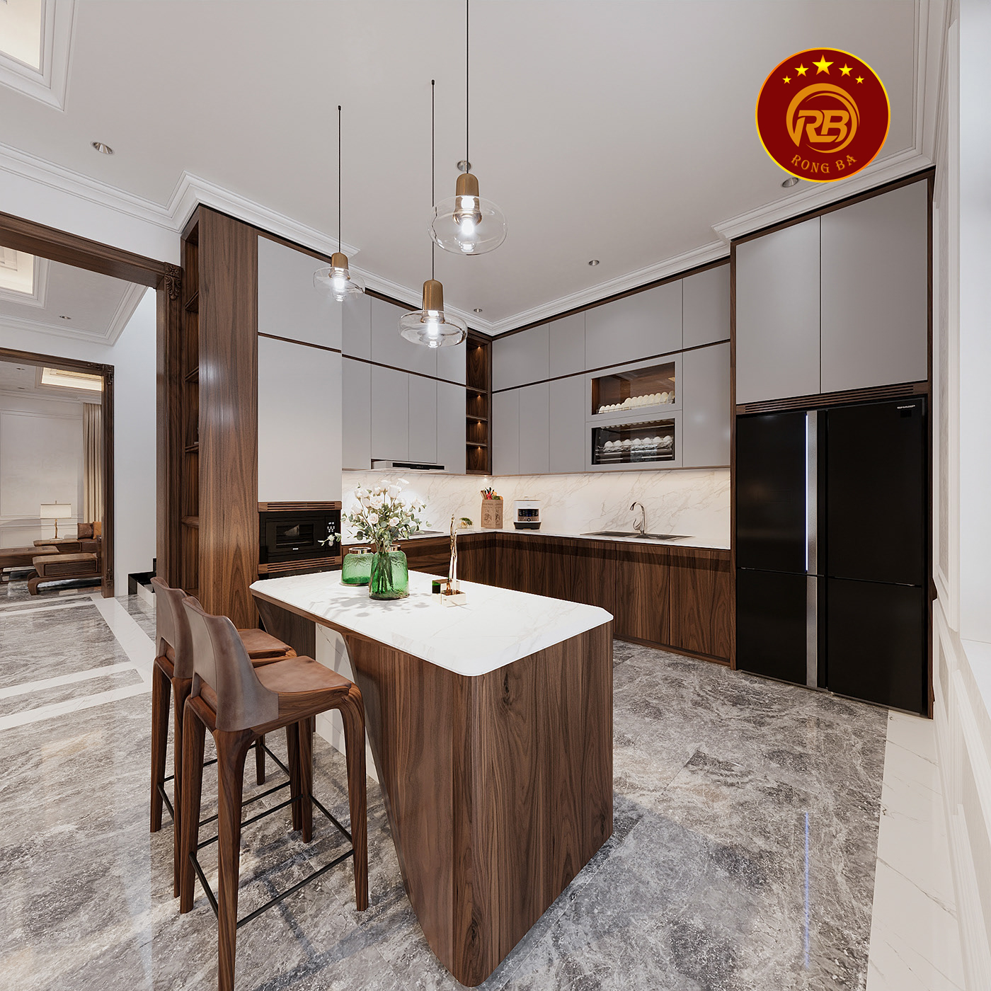 thiết kế nội thất gỗ óc chó tại quảng ninh 14