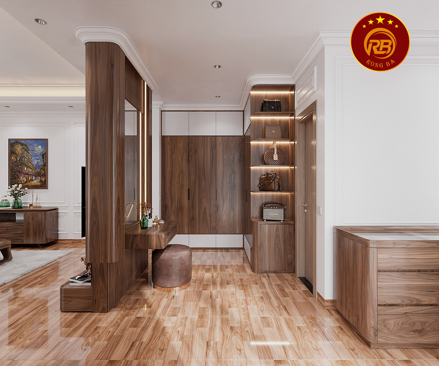 thiết kế nội thất gỗ óc chó tại quảng ninh 15