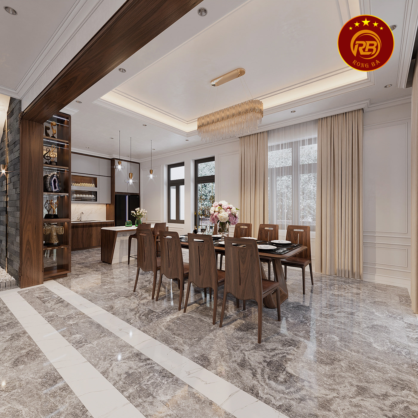 thiết kế nội thất gỗ óc chó tại quảng ninh 16