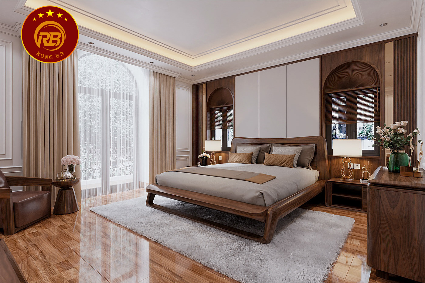 thiết kế nội thất gỗ óc chó tại quảng ninh 18