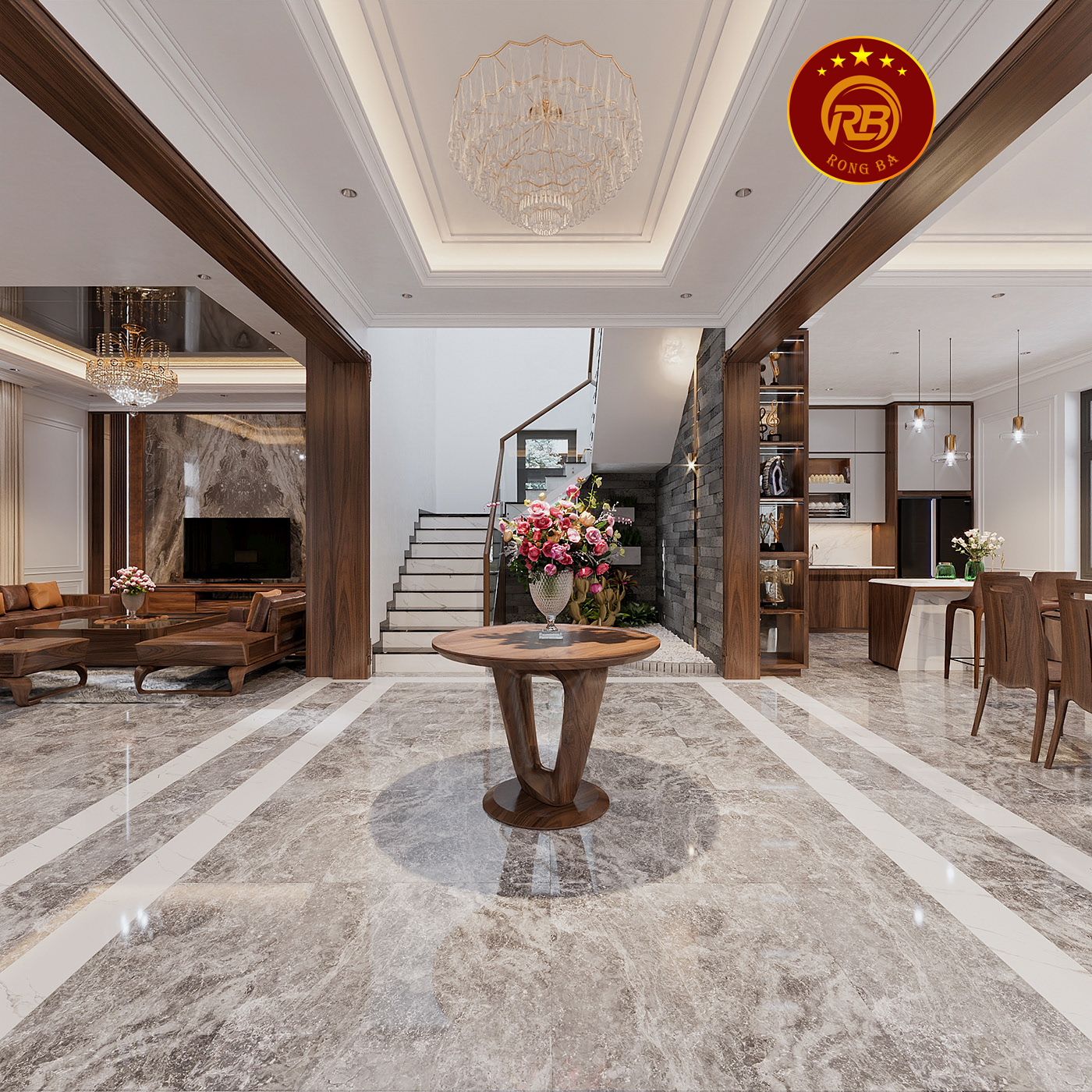 thiết kế nội thất gỗ óc chó tại quảng ninh 19
