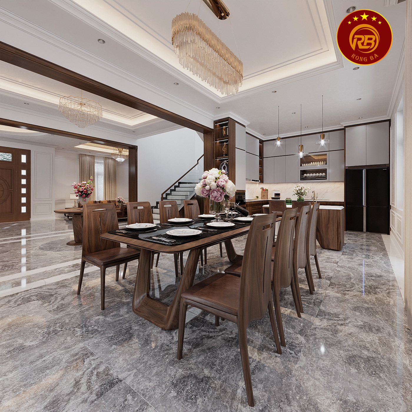 thiết kế nội thất gỗ óc chó tại quảng ninh 2