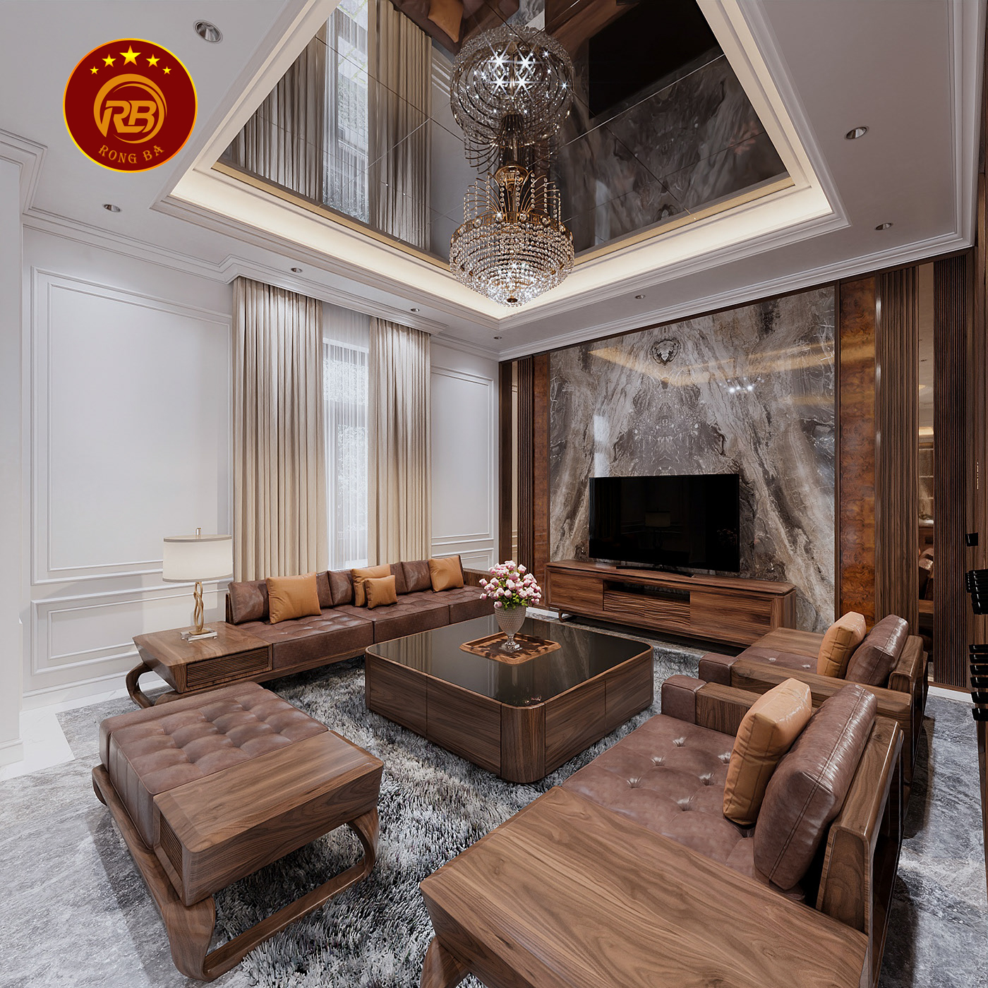 thiết kế nội thất gỗ óc chó tại quảng ninh 8